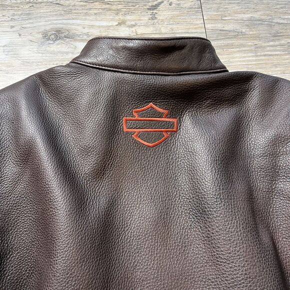 Harley Davidson Leather Jacket Women's XL Victory Lane Heavyweight Brown $600 - Picture 10 of 12
